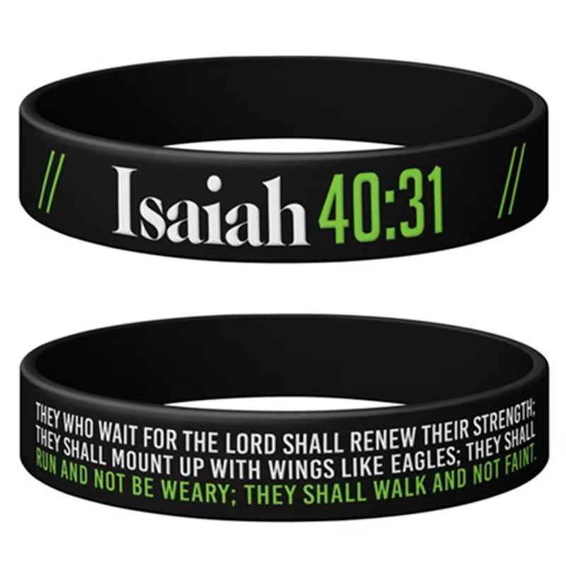 1Pc/4Pcs Psalm Philippians Jeremiah Isaiah Bible Verse Rubber Wristbands Silicone Bracelets