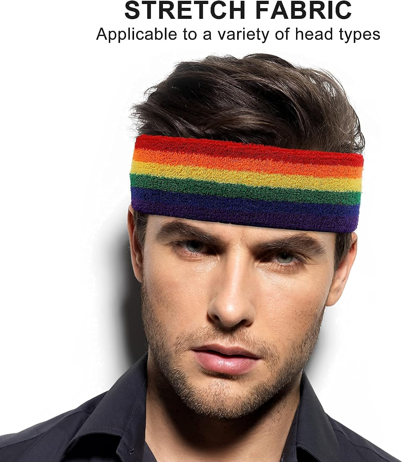 3Pieces Sweatband Set, Including 1 Sports Headband and 2 Sweat Wristbands, Moisture Wicking & Sweat Absorbing, Black, Cotton, Standard, for Men and Women