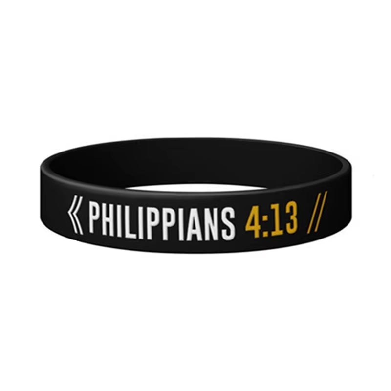 1Pc/4Pcs Psalm Philippians Jeremiah Isaiah Bible Verse Rubber Wristbands Silicone Bracelets