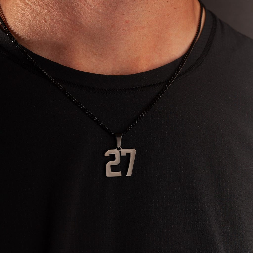 Number Pendant Necklace - Black