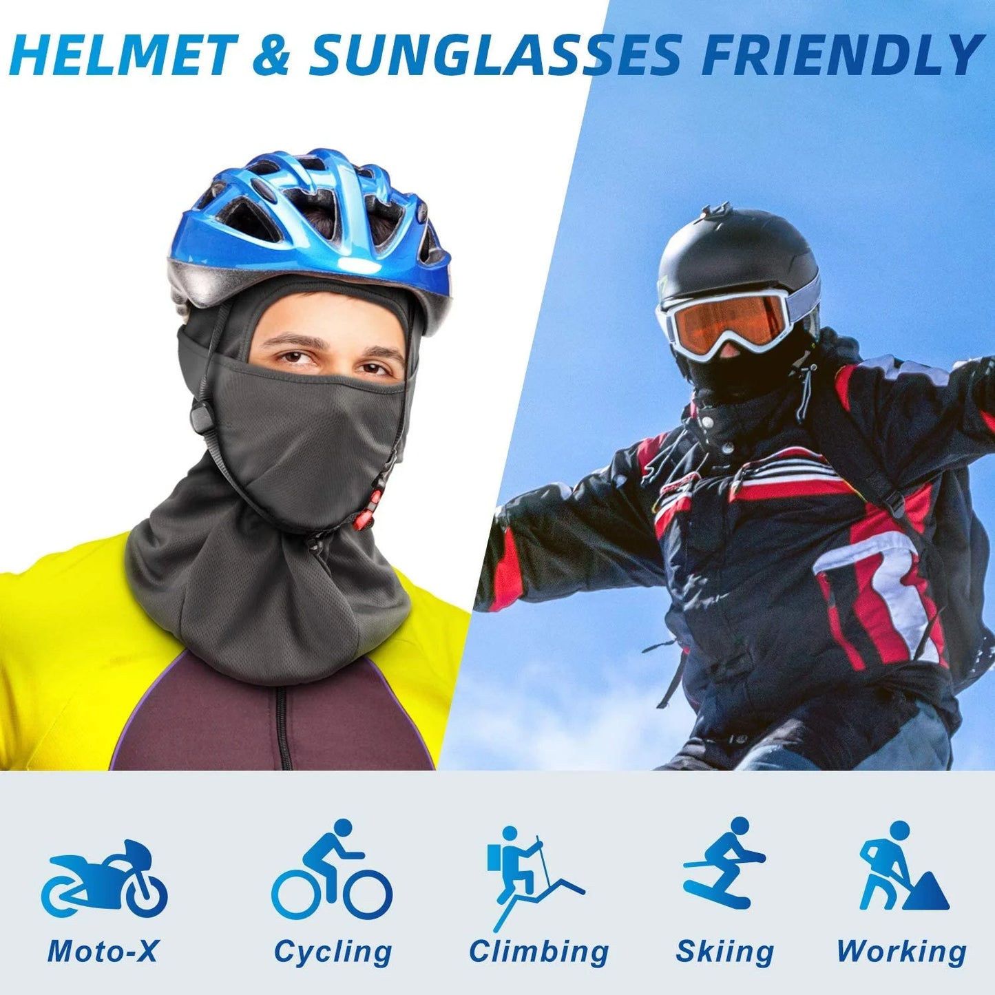 Ski Mask Balaclava Face Mask-Uv Protection Dustproof Windproof Face Cover for Men Women Skiing, Snowboarding, Cycling Hiking Gray