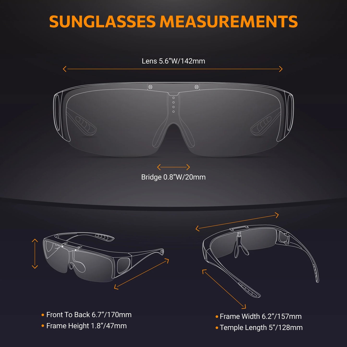 Polarized Sunglasses Fit over Prescription Glasses for Men Women Flip up Shield Lens Driving Shades