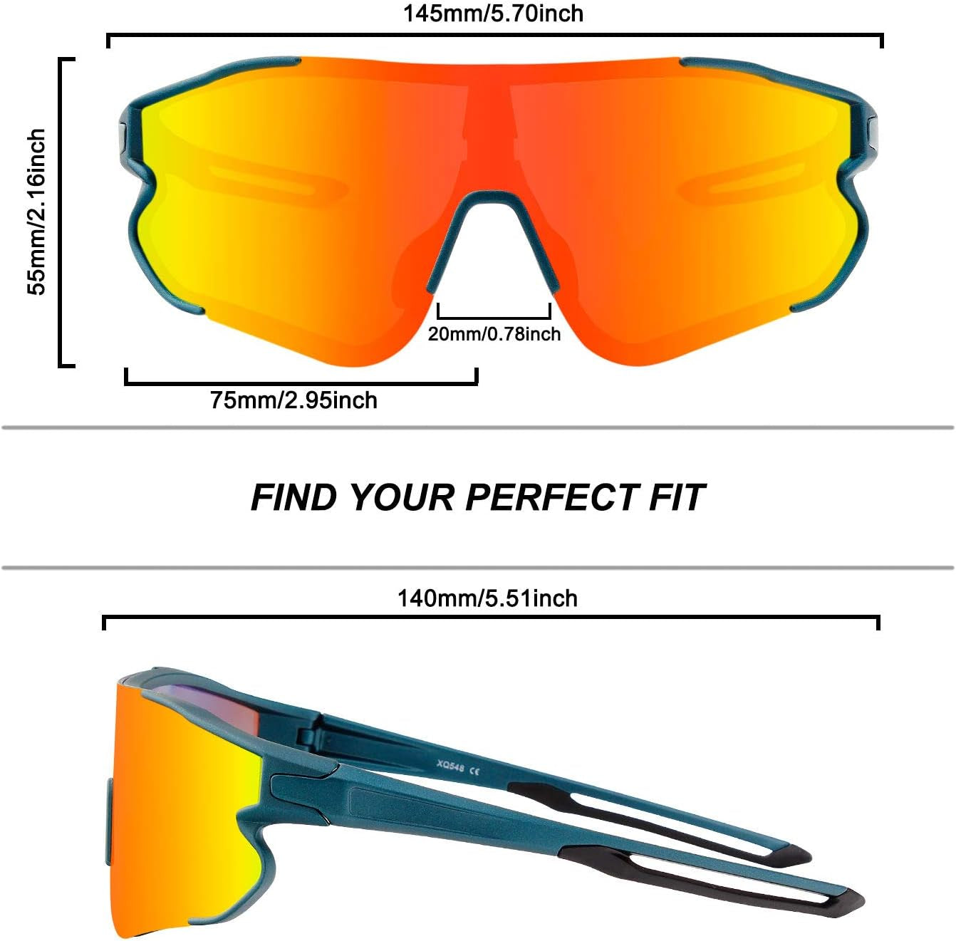 Polarized Sports Sunglasses with 3 Interchangeable Lenses,Men Women Cycling Glasses Baseball Glasses Running Fishing Golf Driving Sunglasses