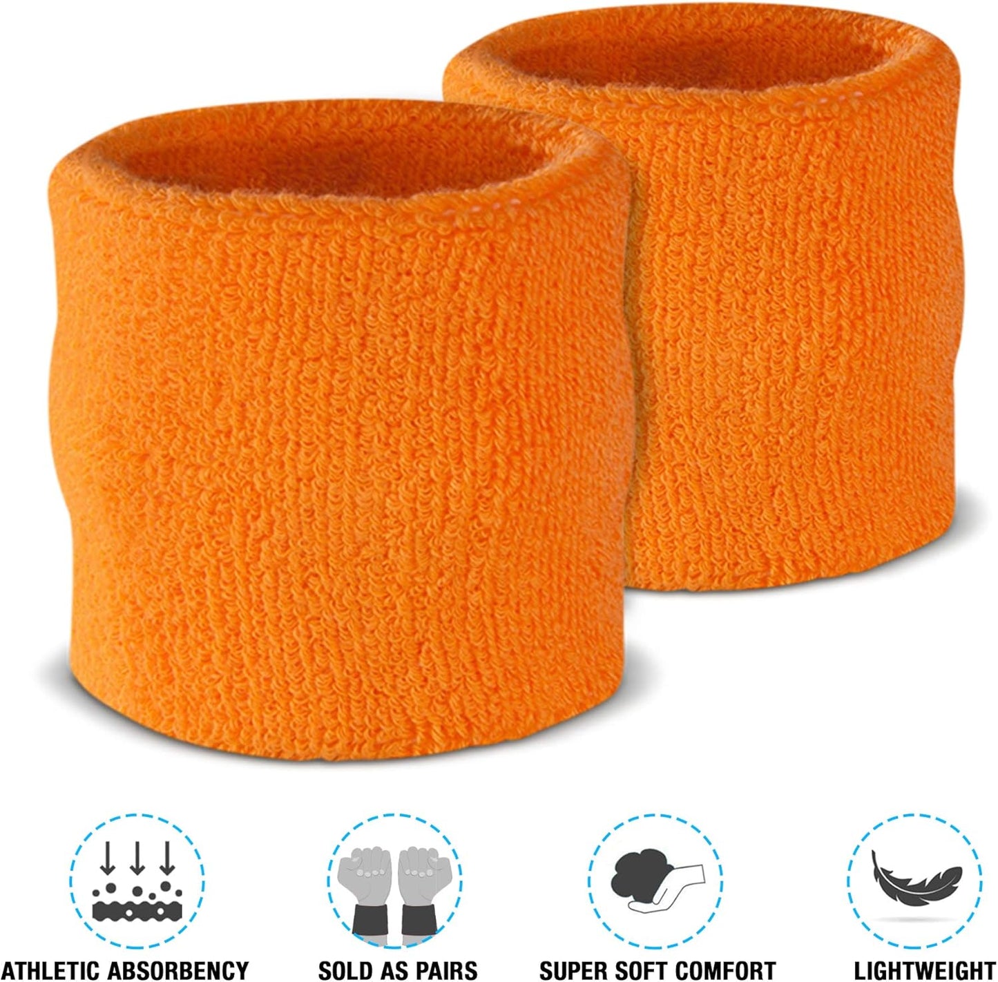 Wrist Sweatbands, Absorbent and Breathable Thick Cotton Bands for Working Out, Gymnastics, Basketball, Tennis, and Football, Multiuse Wristbands for Costumes and Cosplay