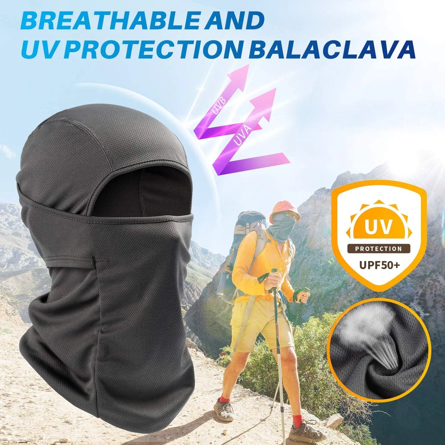 Ski Mask Balaclava Face Mask-Uv Protection Dustproof Windproof Face Cover for Men Women Skiing, Snowboarding, Cycling Hiking Gray