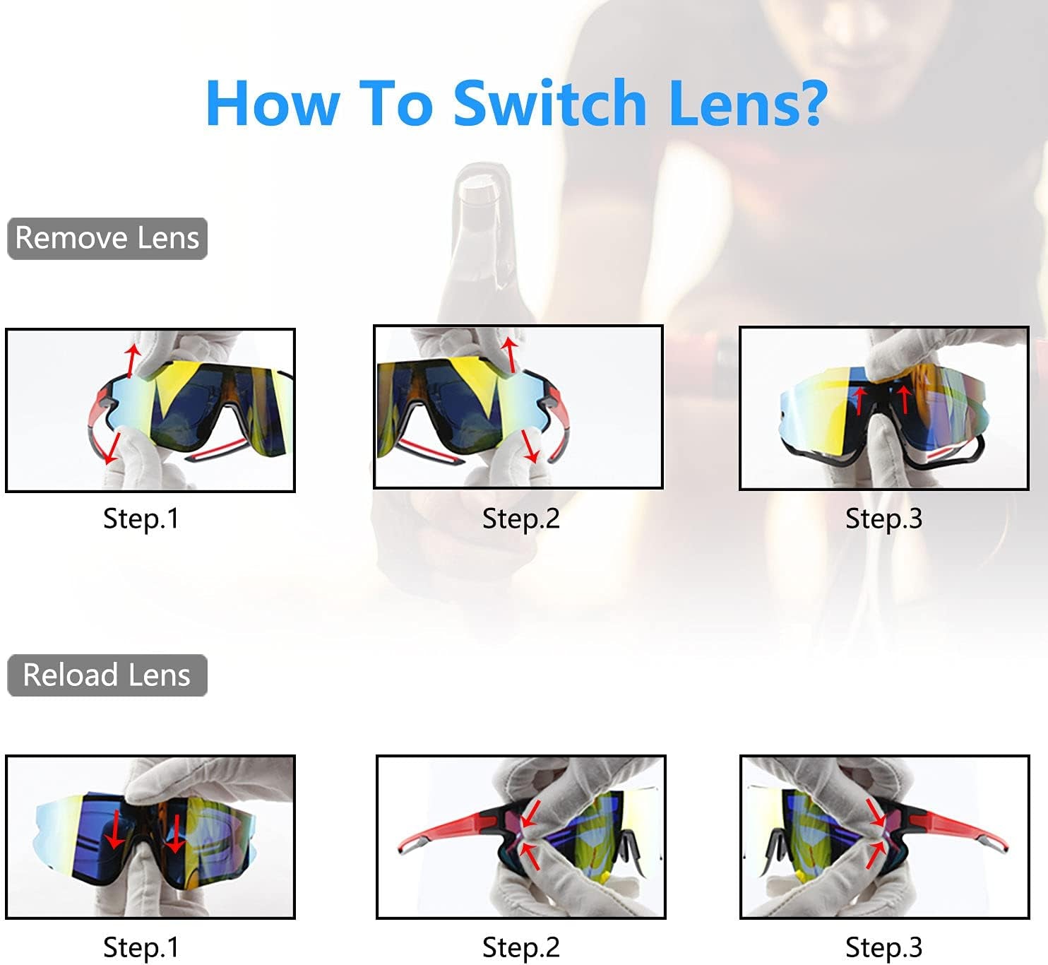 Polarized Sports Sunglasses with 3 Interchangeable Lenses,Men Women Cycling Glasses Baseball Glasses Running Fishing Golf Driving Sunglasses