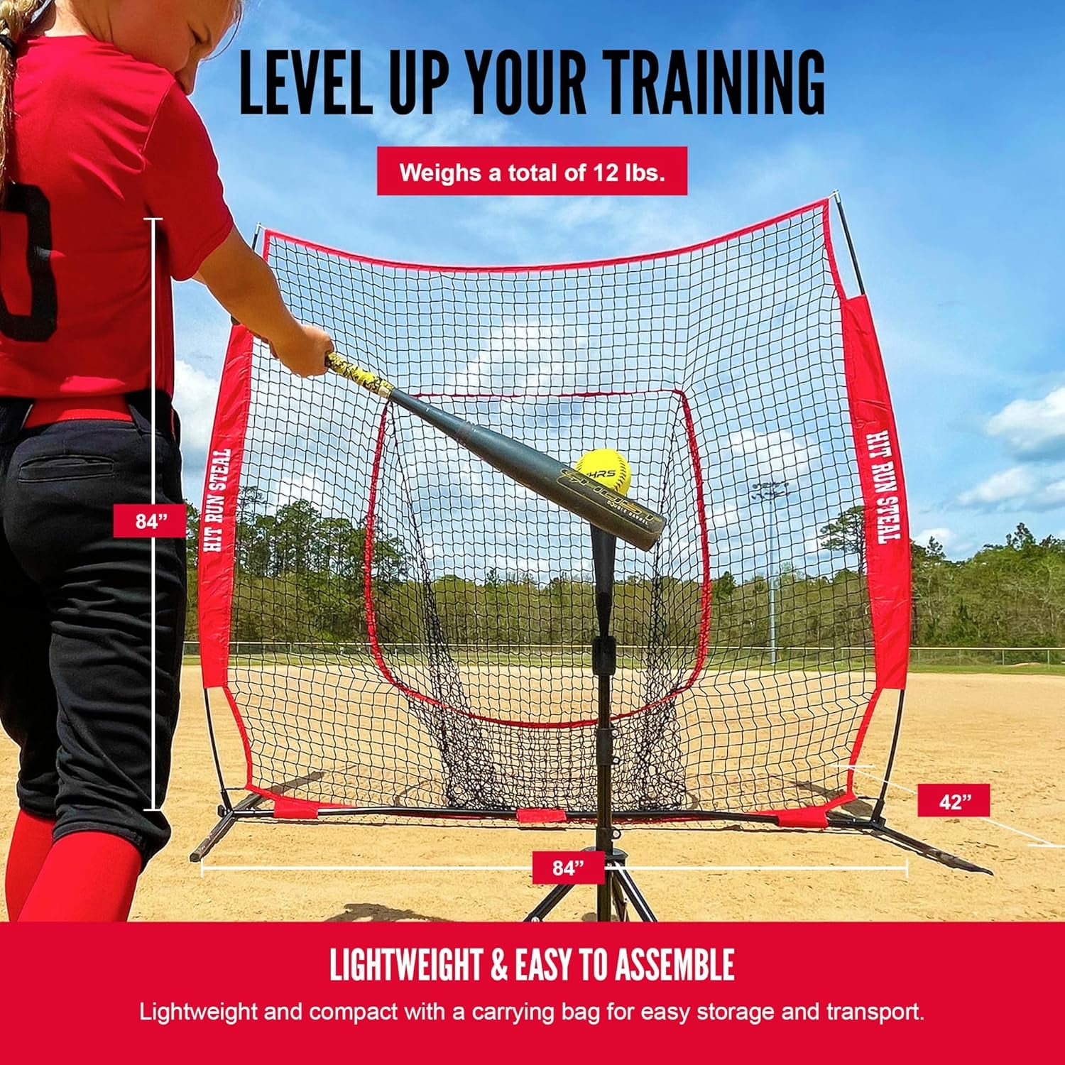 Heavy Duty Softball & Baseball Net with Carrying Bag - Perfect for Batting and Pitching Practices