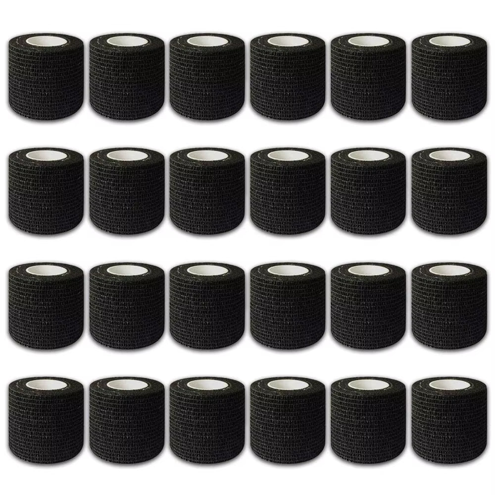 8/12/24Rollers Black 5*450Cm Disposable Cohesive Tattoo Grip Tape Wrap Elastic Bandage Rolls for Tattoo Machine Grip Accessories