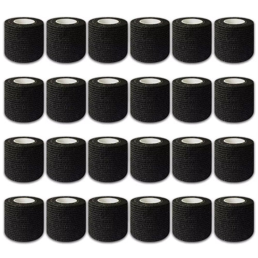 8/12/24Rollers Black 5*450Cm Disposable Cohesive Tattoo Grip Tape Wrap Elastic Bandage Rolls for Tattoo Machine Grip Accessories