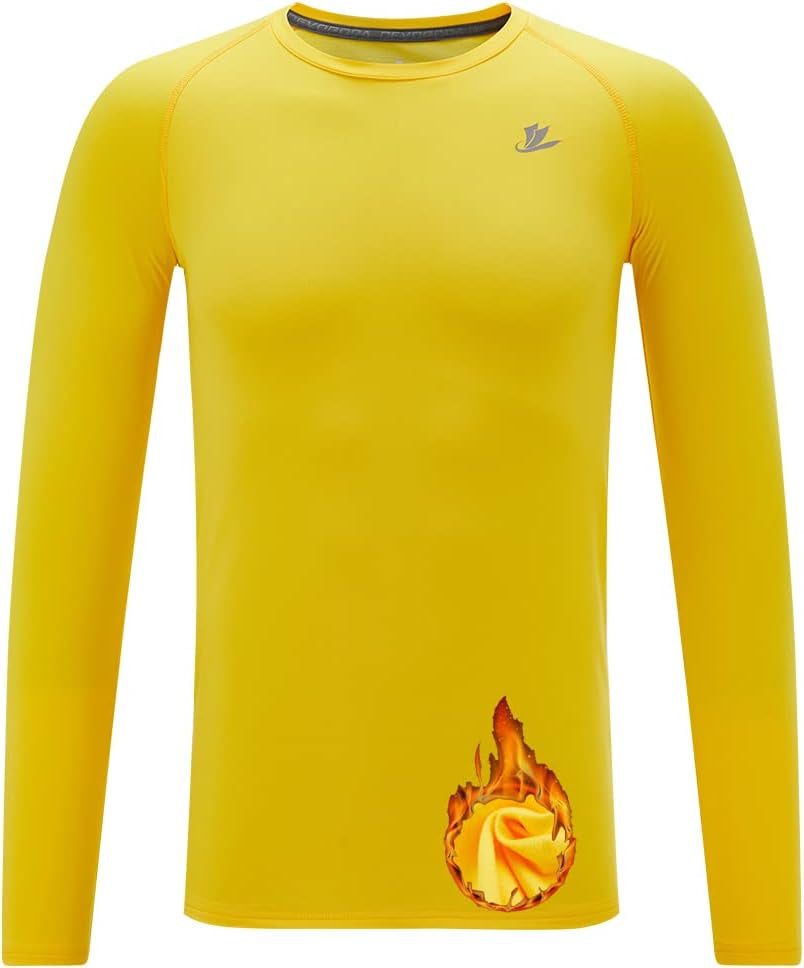 Youth Boys Compression Thermal Shirt Long Sleeve Fleece Baselayer Soccer Baseball Undershirt