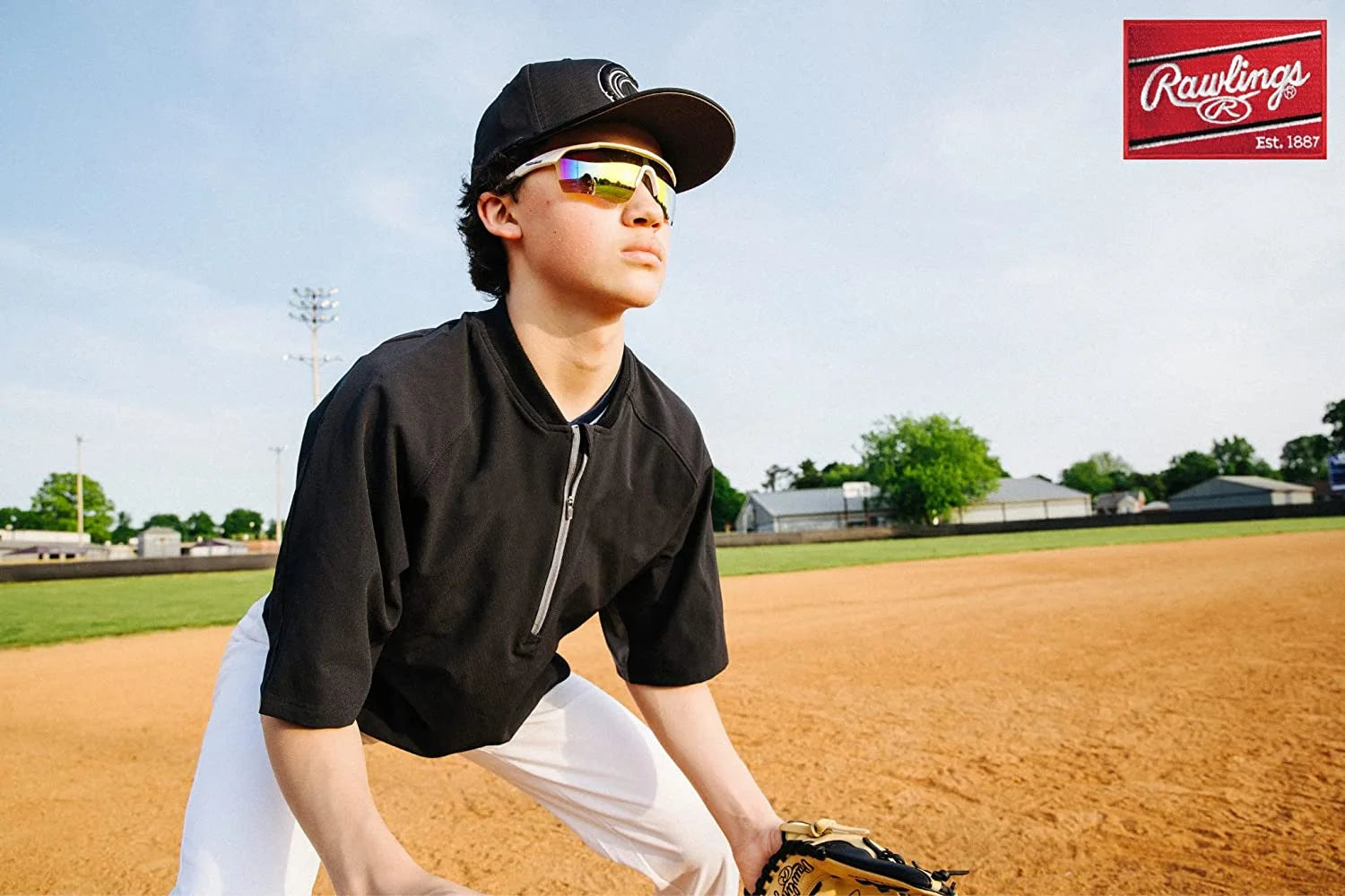 132 Adult Sport Shield Baseball Softball Sunglasses (White/Blue)