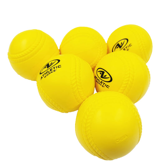 (3 Pack)  9 In. Practice Foam Baseballs with Carrying Bag, Yellow, 6 Pack, 1.5 Oz