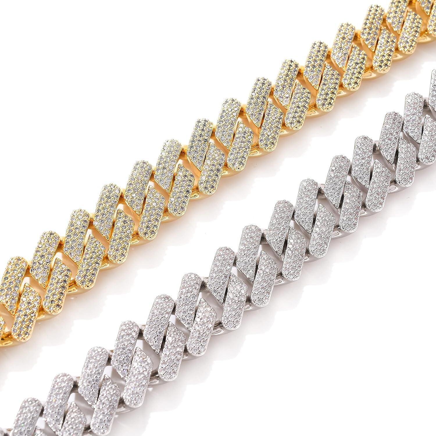 Gold Mens Cuban Link Chain, 20Mm Iced Out Miami Cuban Chain Necklace for Men, Bling Diamond Hip Hop Jewelry for Women