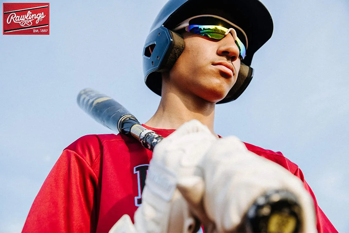132 Adult Sport Shield Baseball Softball Sunglasses (White/Blue)