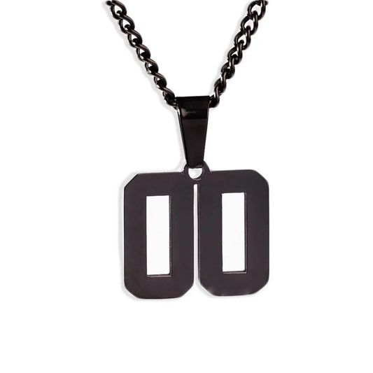 Number Pendant Necklace - Black