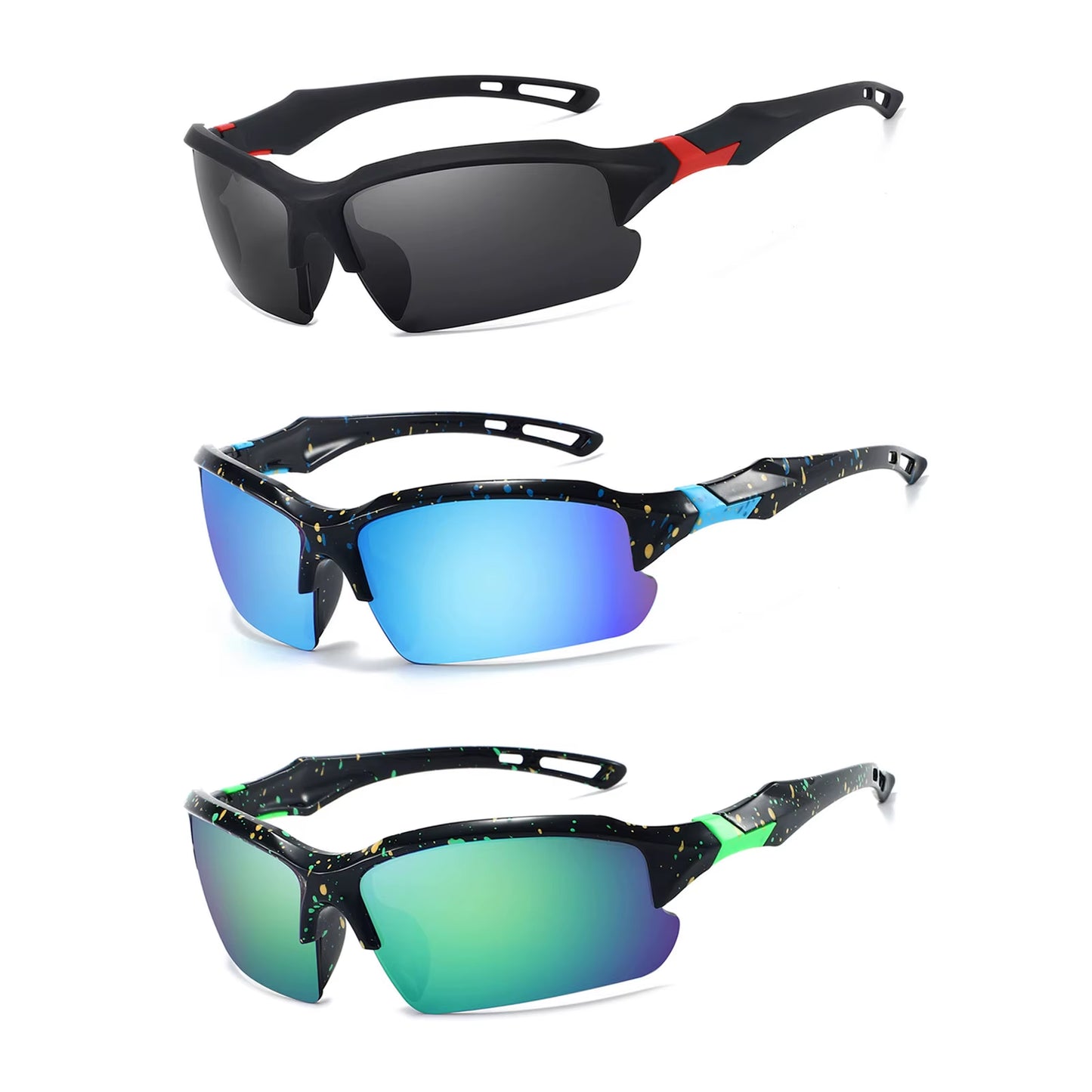 3 Pairs Brand New Sunglasses Men Women Sun Glasses Fishing Eyewear UV400 Cycling Hiking Baseball Softball Outdoor Sport Goggles