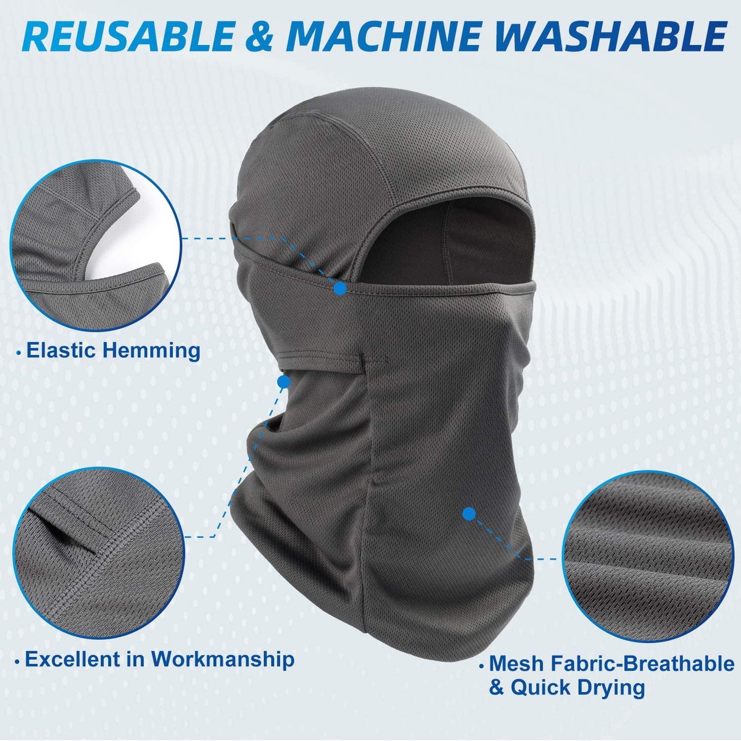 Ski Mask Balaclava Face Mask-Uv Protection Dustproof Windproof Face Cover for Men Women Skiing, Snowboarding, Cycling Hiking Gray