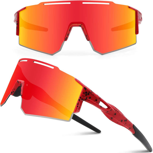 Cycling Sunglasses for Men Women with 3 Interchangeable Lenses, Polarized Sports Sunglasses, Baseball Sunglasses