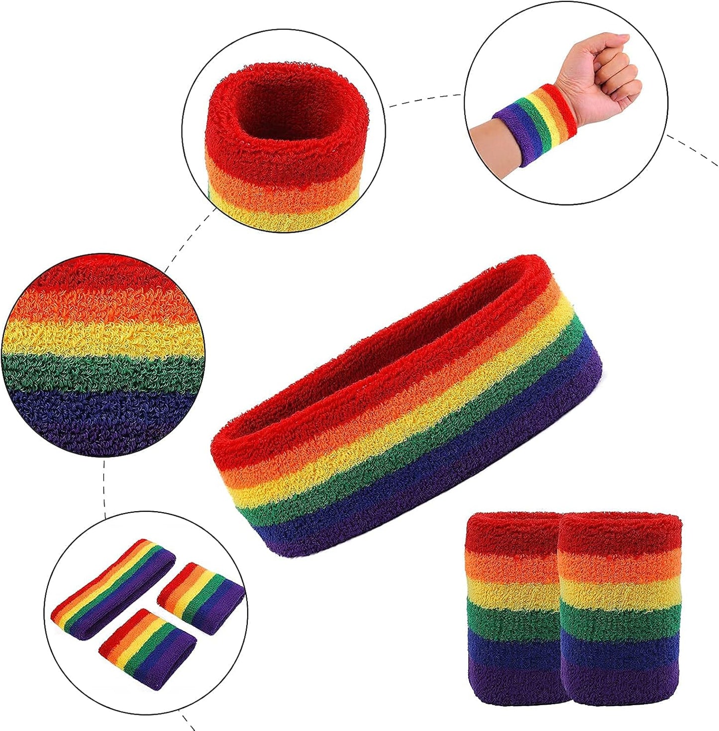 3Pieces Sweatband Set, Including 1 Sports Headband and 2 Sweat Wristbands, Moisture Wicking & Sweat Absorbing, Black, Cotton, Standard, for Men and Women