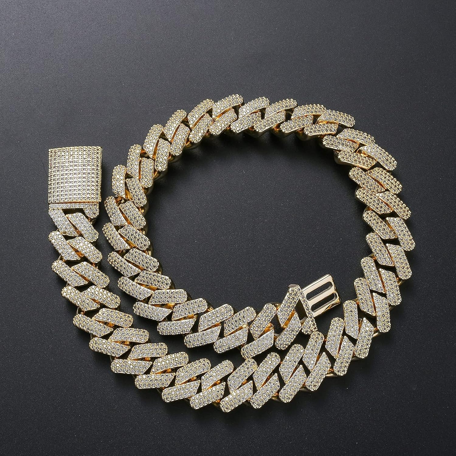 Gold Mens Cuban Link Chain, 20Mm Iced Out Miami Cuban Chain Necklace for Men, Bling Diamond Hip Hop Jewelry for Women