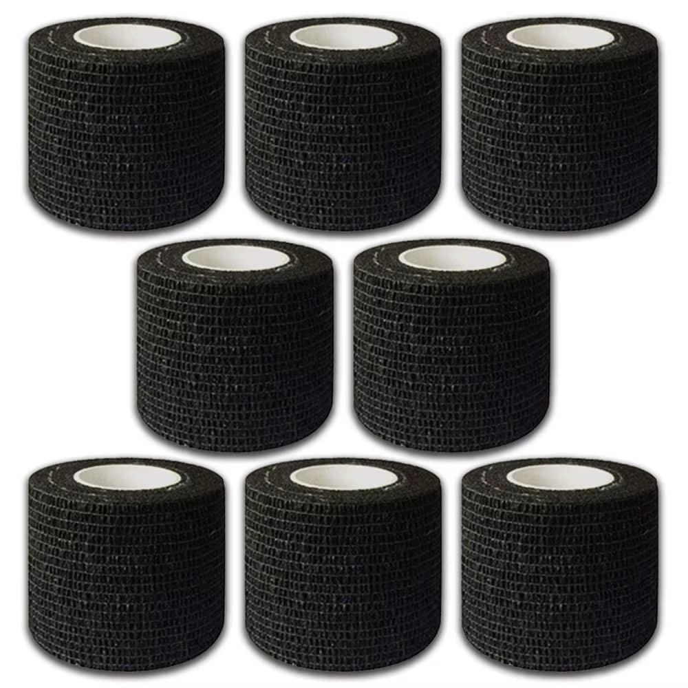 8/12/24Rollers Black 5*450Cm Disposable Cohesive Tattoo Grip Tape Wrap Elastic Bandage Rolls for Tattoo Machine Grip Accessories