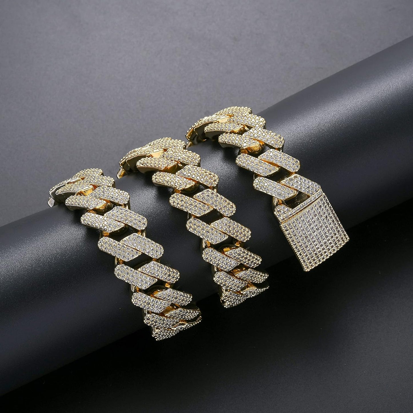 Gold Mens Cuban Link Chain, 20Mm Iced Out Miami Cuban Chain Necklace for Men, Bling Diamond Hip Hop Jewelry for Women