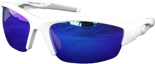 132 Adult Sport Shield Baseball Softball Sunglasses (White/Blue)
