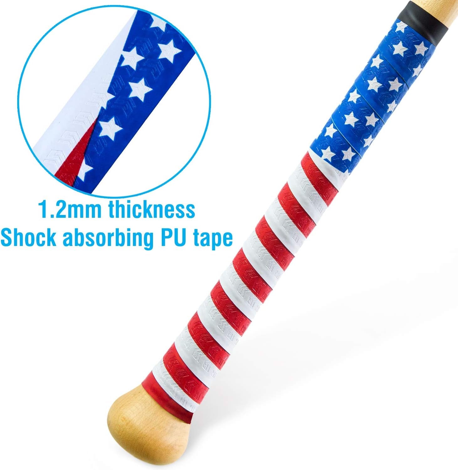 Tacky Bat Grip Tape – 1.2Mm Thick Bat Grip Tape to Wrap Baseball and Softball Bats – Finished Tape Included