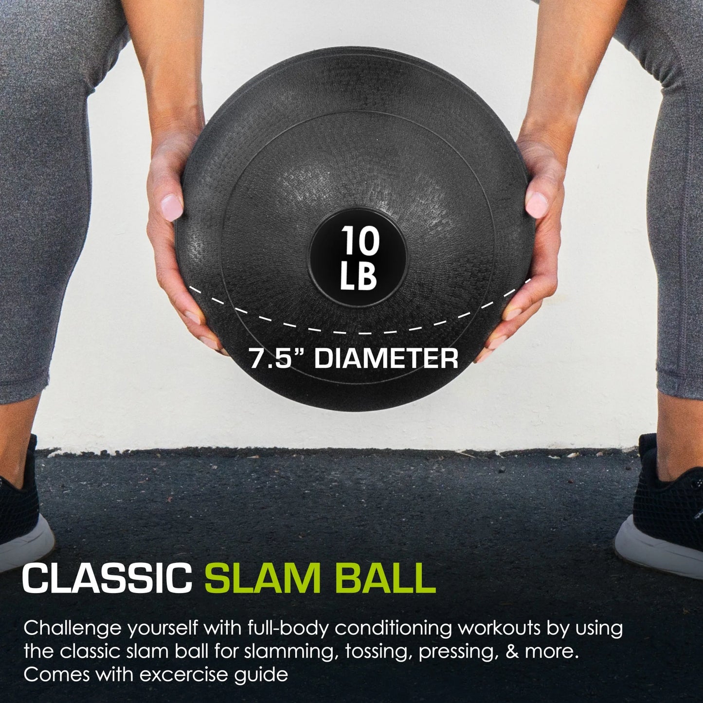 Classic Slam Medicine Balls W/ Smooth Grip for Weighted Workouts,10 Lb