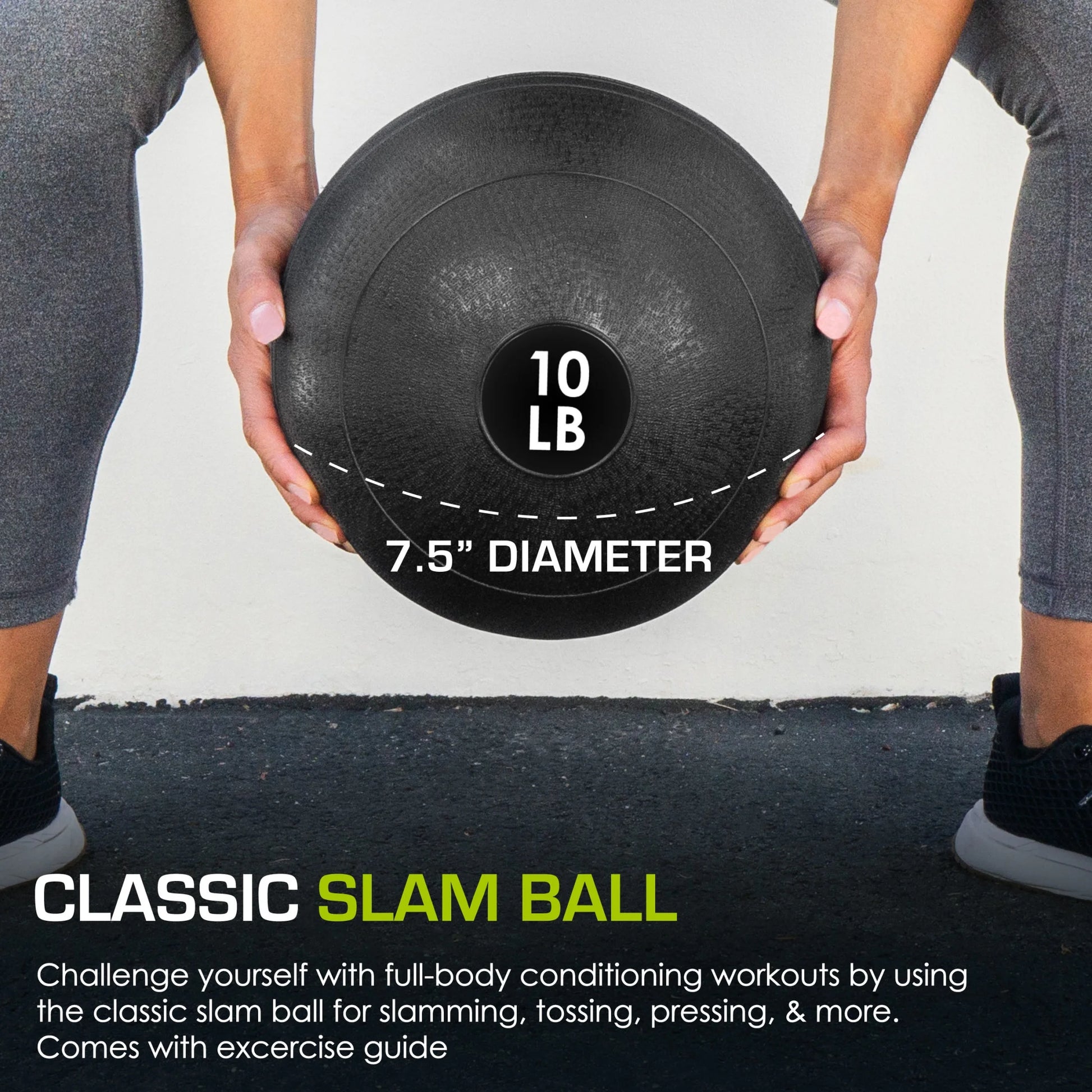 Classic Slam Medicine Balls W/ Smooth Grip for Weighted Workouts,10 Lb