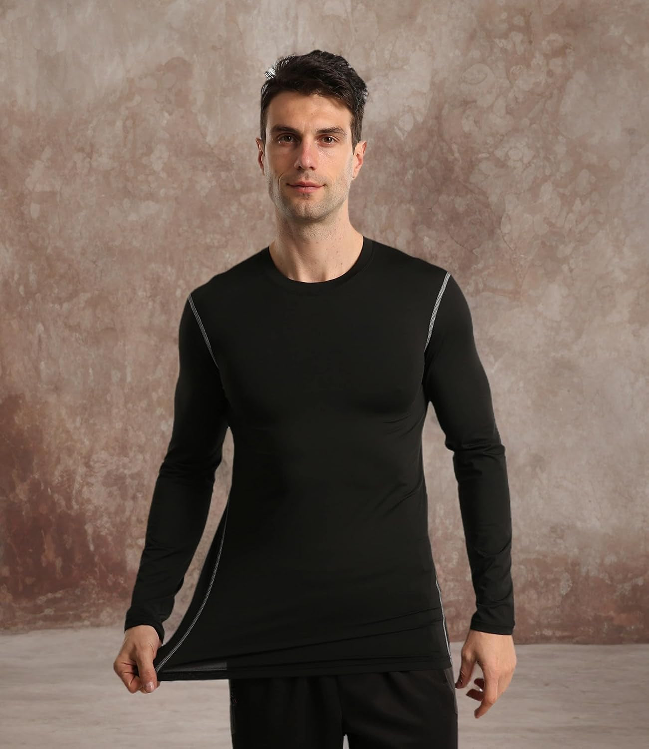 3 Pack Compression Shirts for Men Long Sleeve Football Undershirt Athletic Dry Shirts Performance Workout Baselayer
