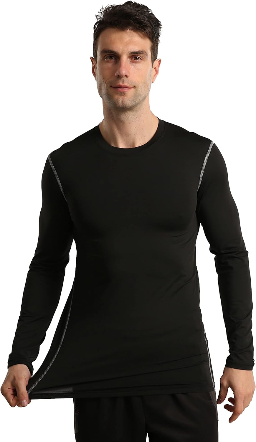 3 Pack Compression Shirts for Men Long Sleeve Football Undershirt Athletic Dry Shirts Performance Workout Baselayer