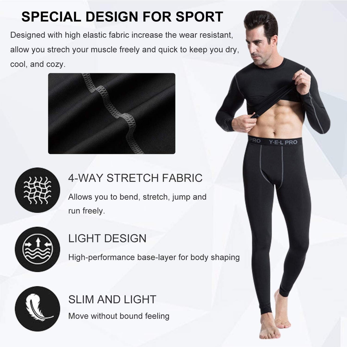 3 Pack Compression Shirts for Men Long Sleeve Football Undershirt Athletic Dry Shirts Performance Workout Baselayer