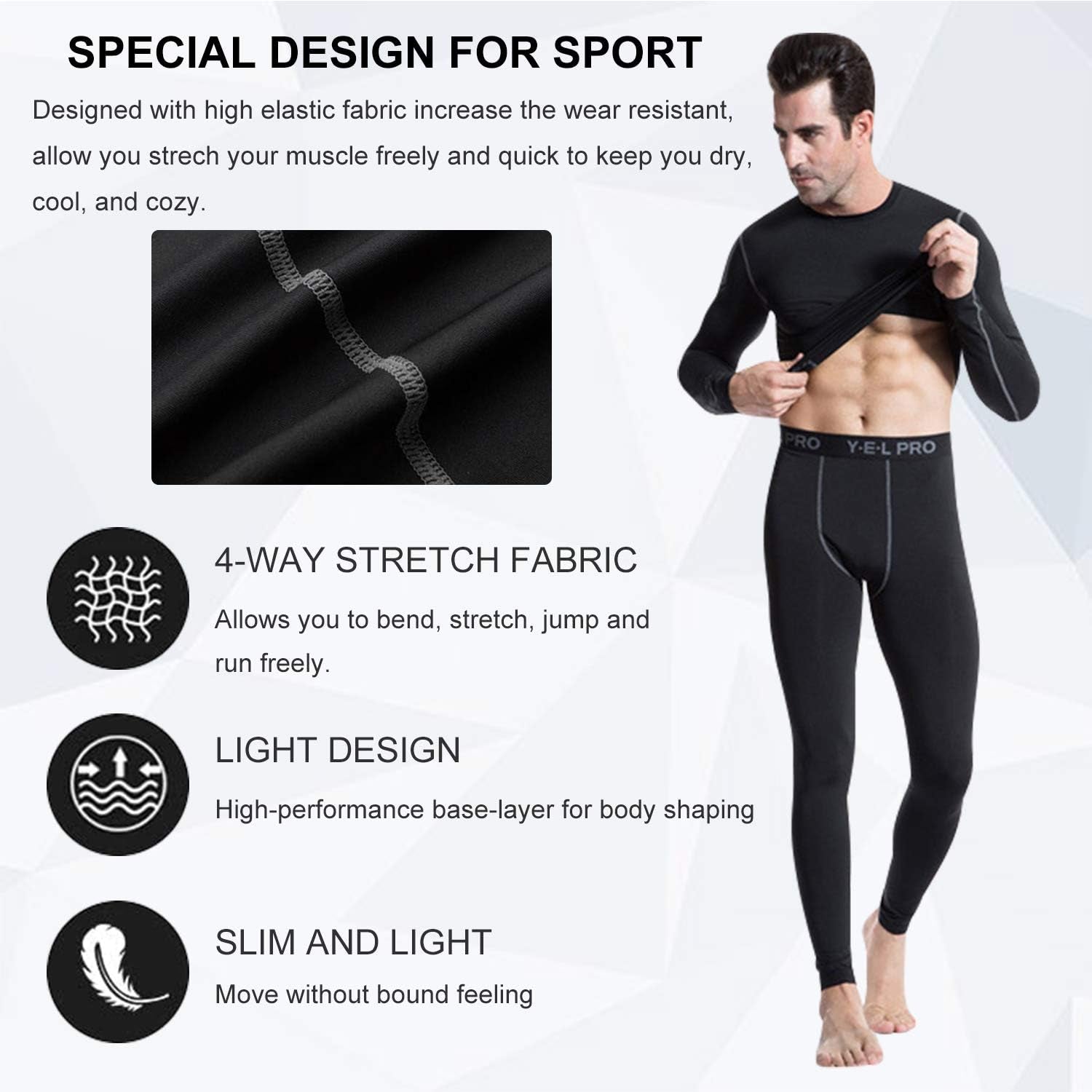 3 Pack Compression Shirts for Men Long Sleeve Football Undershirt Athletic Dry Shirts Performance Workout Baselayer