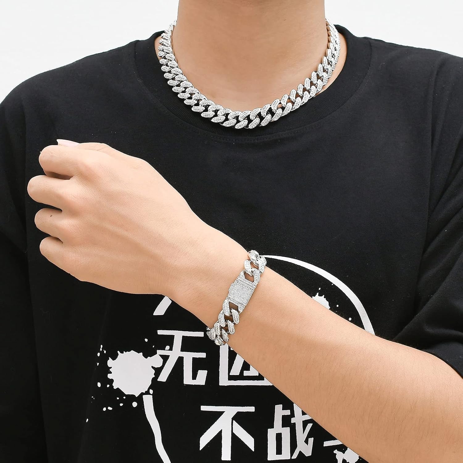 Gold Cuban Chain for Men,Hip Hop 15Mm 14K Gold Plated Iced Out Lab Diamond Miami Cuban Link Chain Necklace,Full Cz Diamond Cut