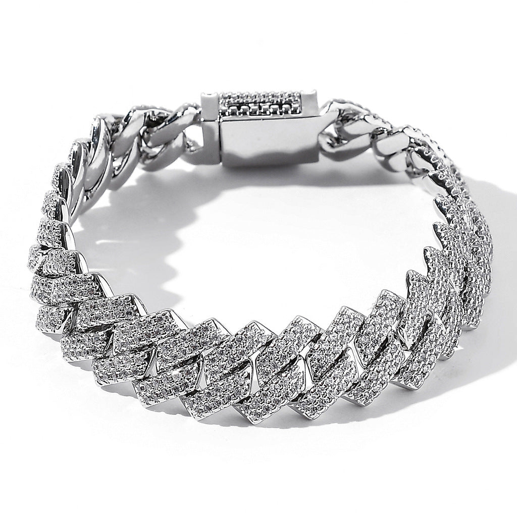 Bar Cuban Copper Inlaid Zircon 14Mm Diamond Cuban Link Chain