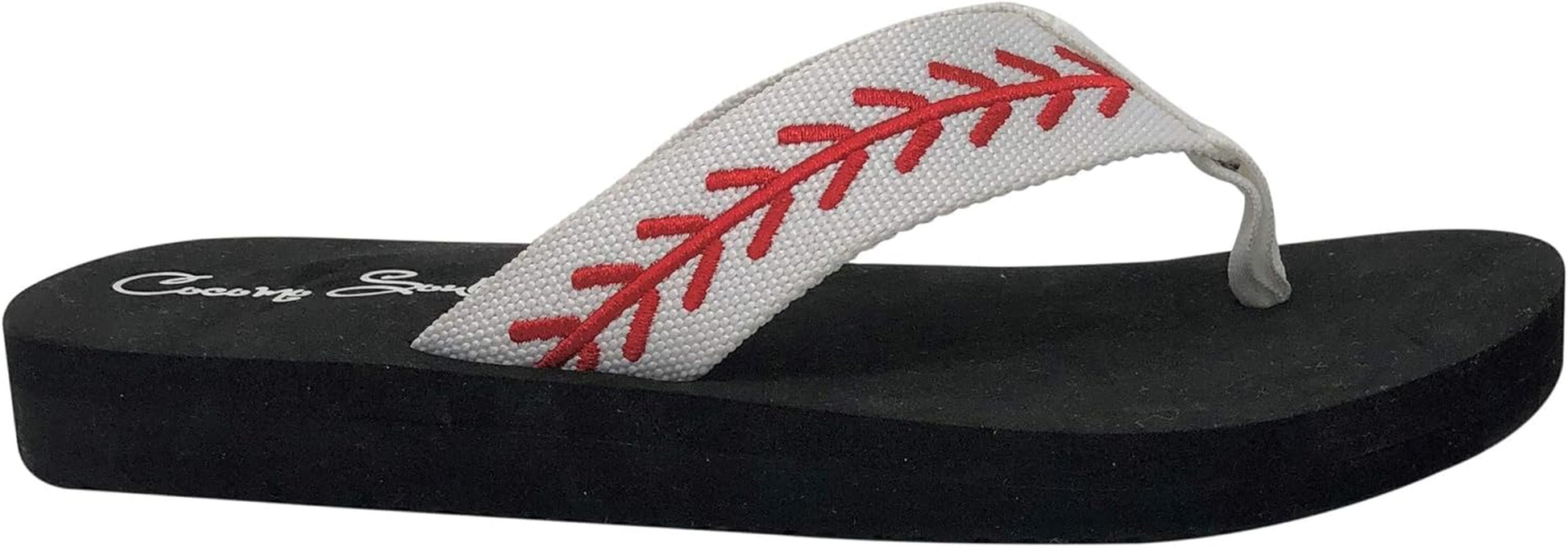 Baseball Flip Flops | Embroidered Slippers for Women | Baseball Mom Sandals