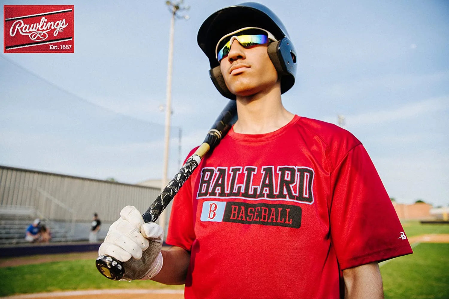 132 Adult Sport Shield Baseball Softball Sunglasses (White/Blue)