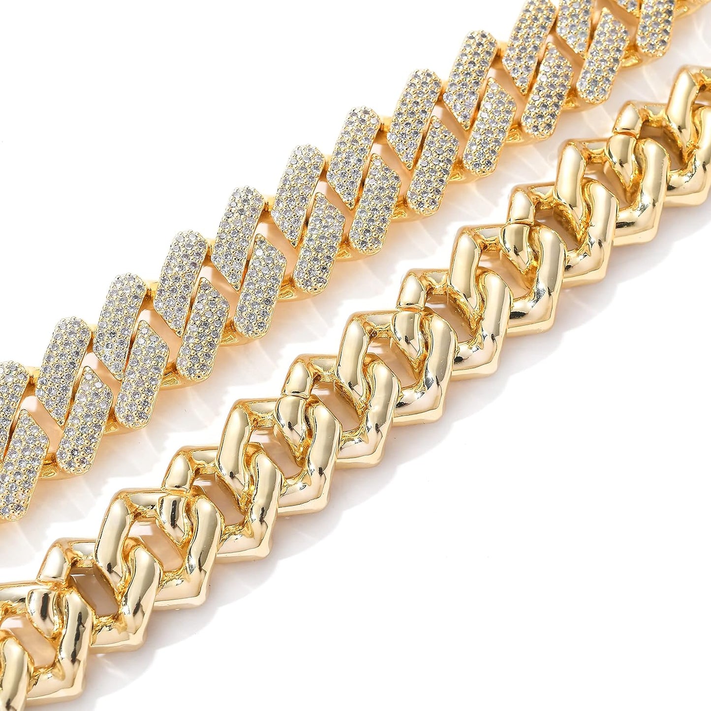 Gold Mens Cuban Link Chain, 20Mm Iced Out Miami Cuban Chain Necklace for Men, Bling Diamond Hip Hop Jewelry for Women